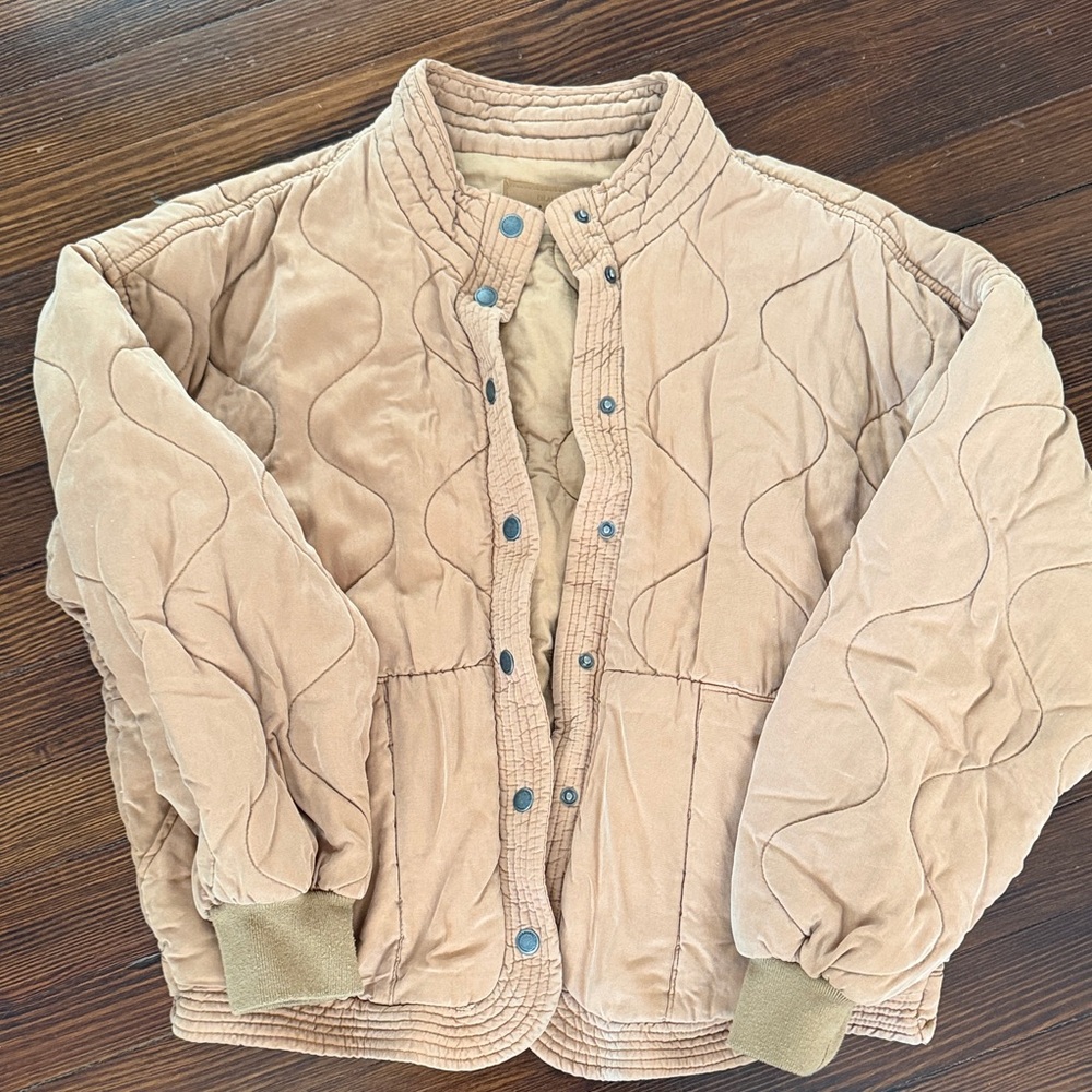 Blank NYC Quilted Beige/Tan Bomber Jacket